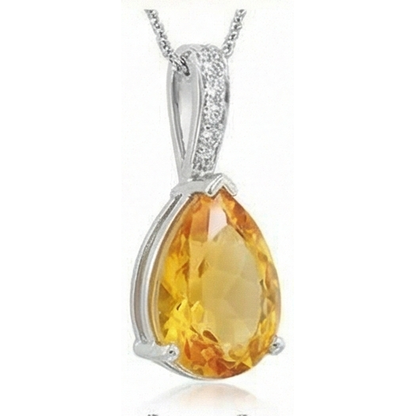 22.75 Carats Madeira Citrine With Natural Earth Mined Diamonds Pendant Prong Set Gold 14K