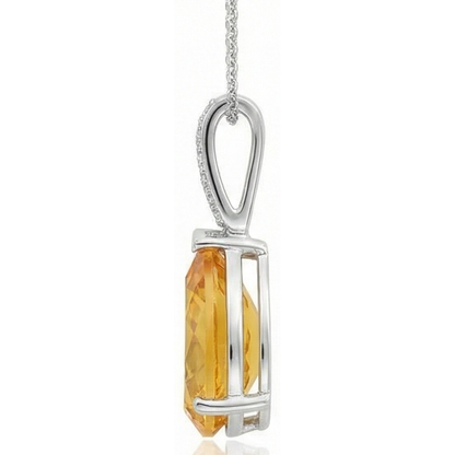 22.75 Carats Madeira Citrine With Natural Earth Mined Diamonds Pendant Prong Set Gold 14K