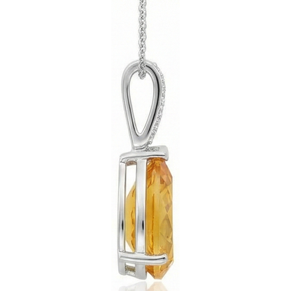22.75 Carats Madeira Citrine With Natural Earth Mined Diamonds Pendant Prong Set Gold 14K