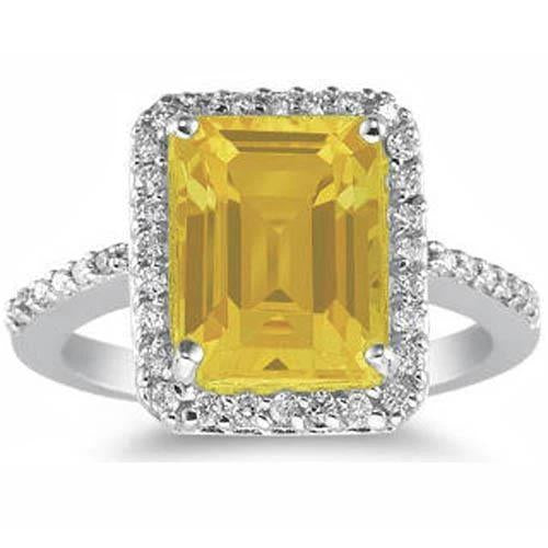22 Carats Yellow Madeira Citrine & Natural Earth Mined Diamond Wedding Ring Gold Jewelry
