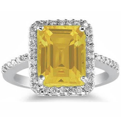 22 Carats Yellow Madeira Citrine & Natural Earth Mined Diamond Wedding Ring Gold Jewelry