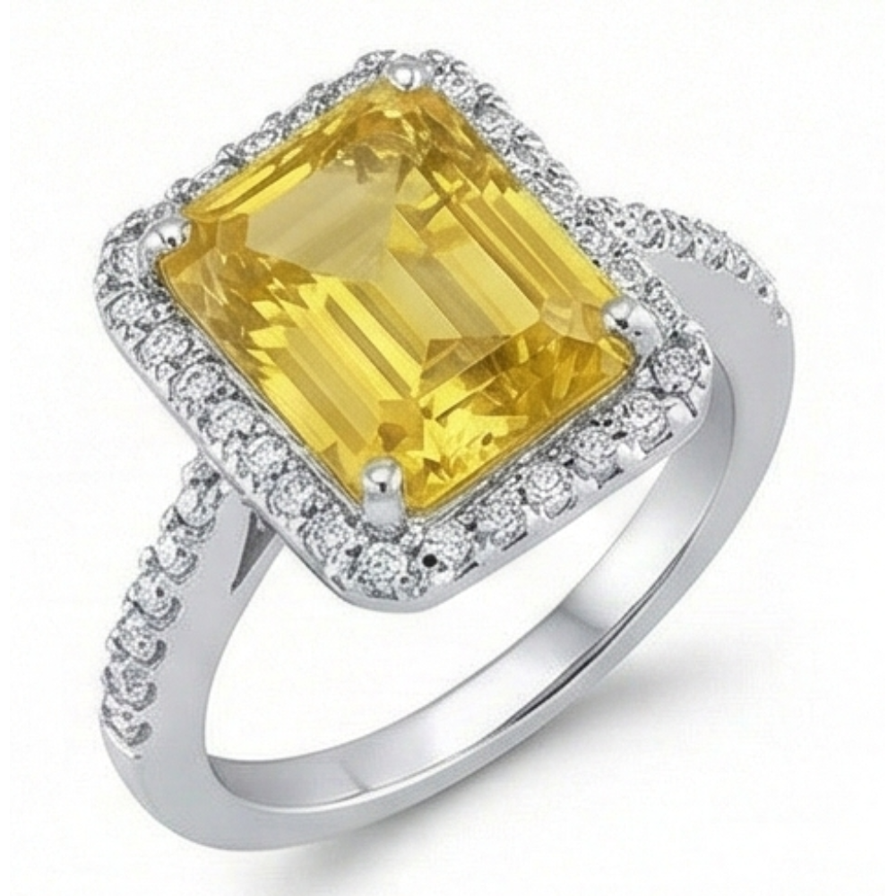 22 Carats Yellow Madeira Citrine & Natural Earth Mined Diamond Wedding Ring Gold Jewelry