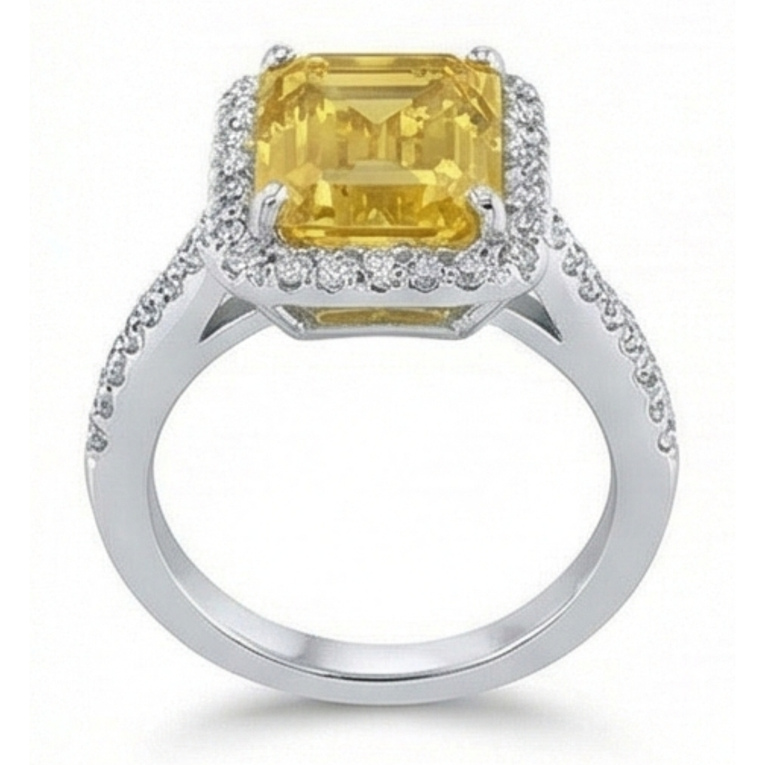 22 Carats Yellow Madeira Citrine & Natural Earth Mined Diamond Wedding Ring Gold Jewelry