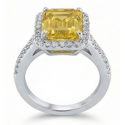22 Carats Yellow Madeira Citrine & Natural Earth Mined Diamond Wedding Ring Gold Jewelry