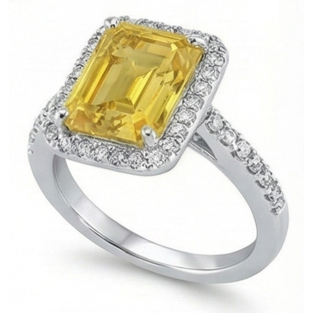 22 Carats Yellow Madeira Citrine & Natural Earth Mined Diamond Wedding Ring Gold Jewelry