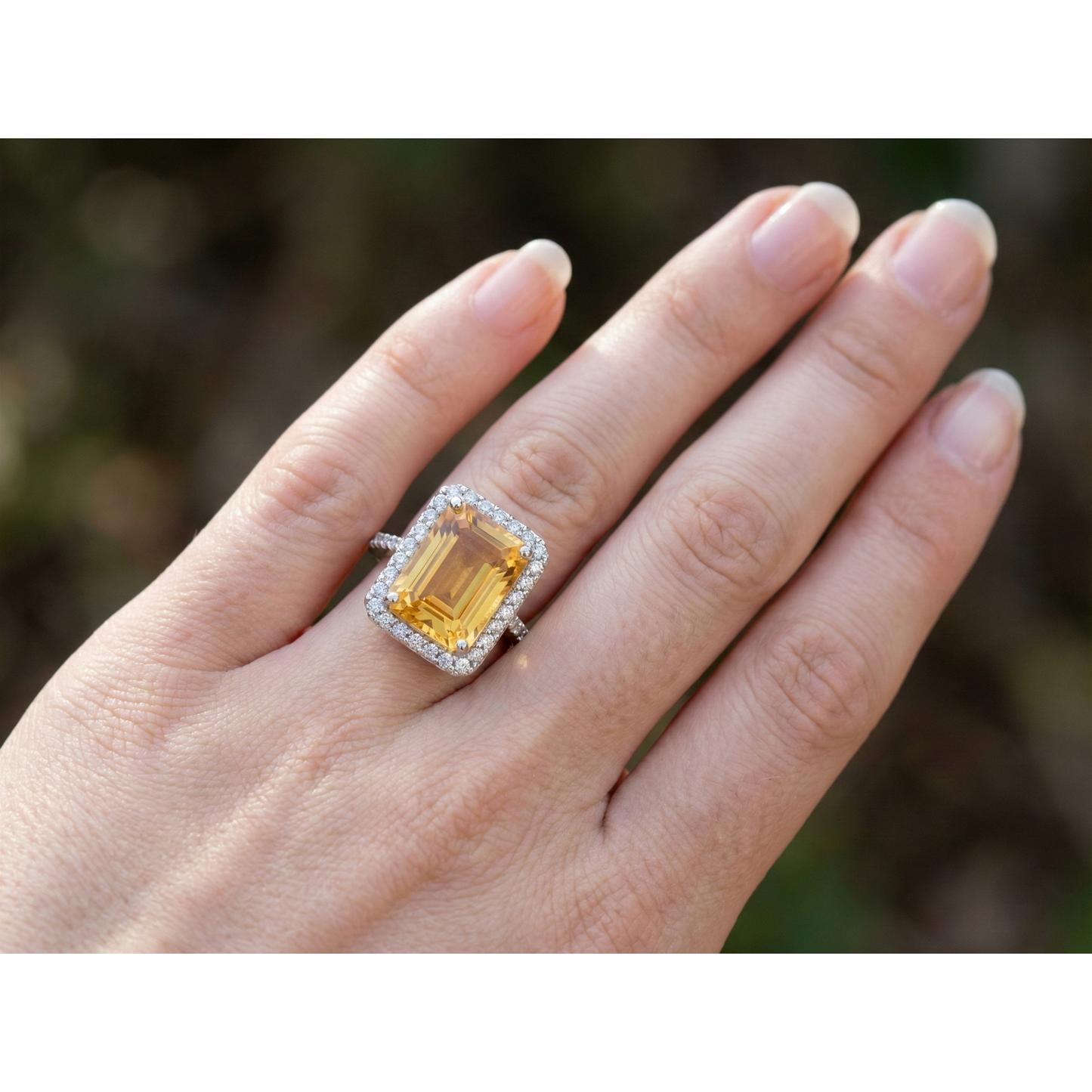 22 Carats Yellow Madeira Citrine & Natural Earth Mined Diamond Wedding Ring Gold Jewelry