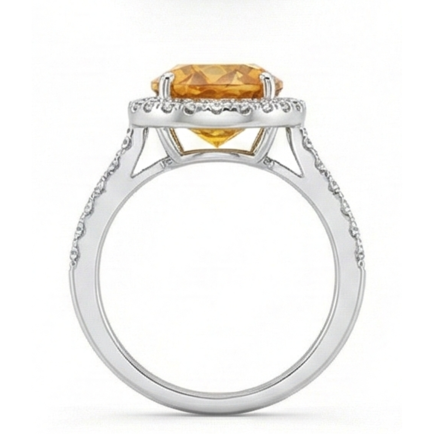 23 Ct Oval Cut Yellow Madeira Citrine & Natural Earth Mined Diamond Wedding Halo Ring Gold