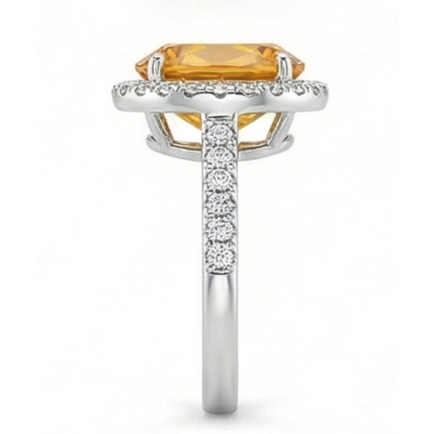 23 Ct Oval Cut Yellow Madeira Citrine & Natural Earth Mined Diamond Wedding Halo Ring Gold