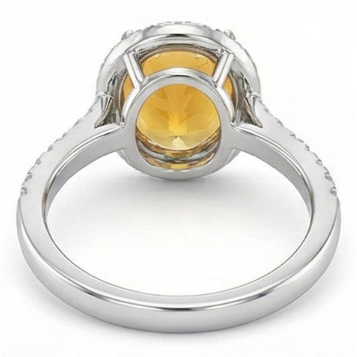 23 Ct Oval Cut Yellow Madeira Citrine & Natural Earth Mined Diamond Wedding Halo Ring Gold