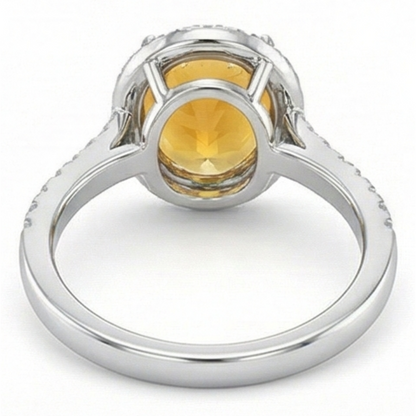 23 Ct Oval Cut Yellow Madeira Citrine & Natural Earth Mined Diamond Wedding Halo Ring Gold