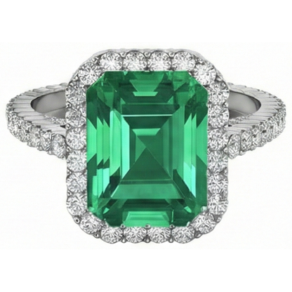 24 Ct Green Emerald GIA And Natural Earth Mined Diamond Wedding Ring White Gold Jewelry