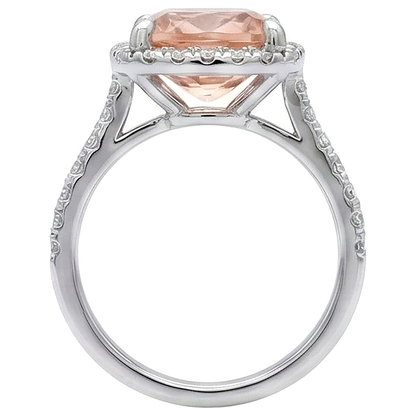 25.25 Carats Morganite And Natural Earth Mined Diamonds Wedding Ring Gold White 14K