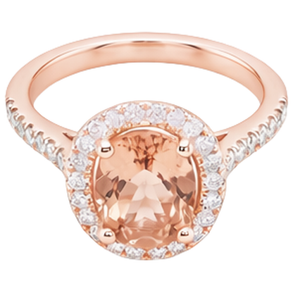26.50 Ct Oval Morganite And Natural Earth Mined Diamonds Ring Rose Gold 14K