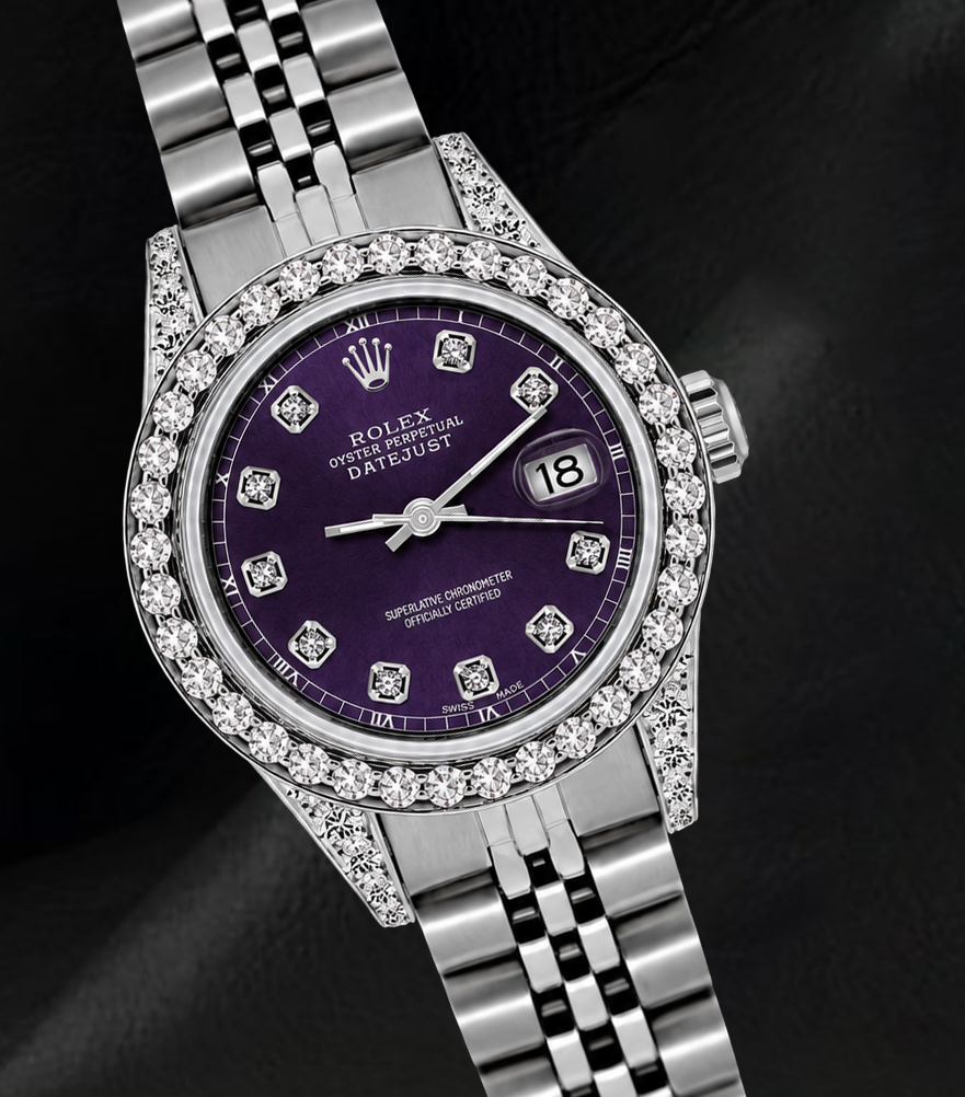 Rolex Datejust 26mm 6916 Purple Diamond Dial Jubilee Bracelet Stainless Steel  Watch