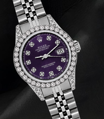 Rolex Datejust 26mm 6916 Purple Diamond Dial Jubilee Bracelet Stainless Steel  Watch