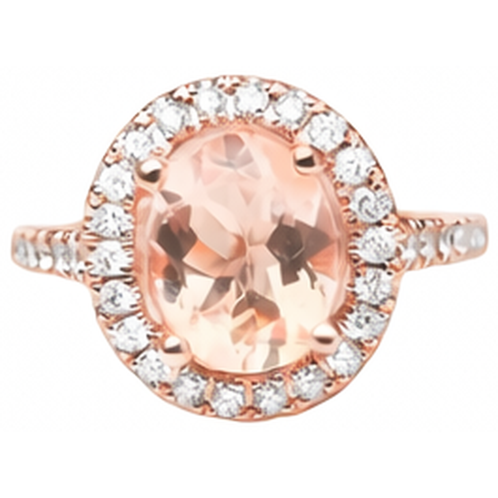 27.50 Ct Solitaire With Accent Morganite With Natural Earth Mined Diamonds Ring Gold 14K