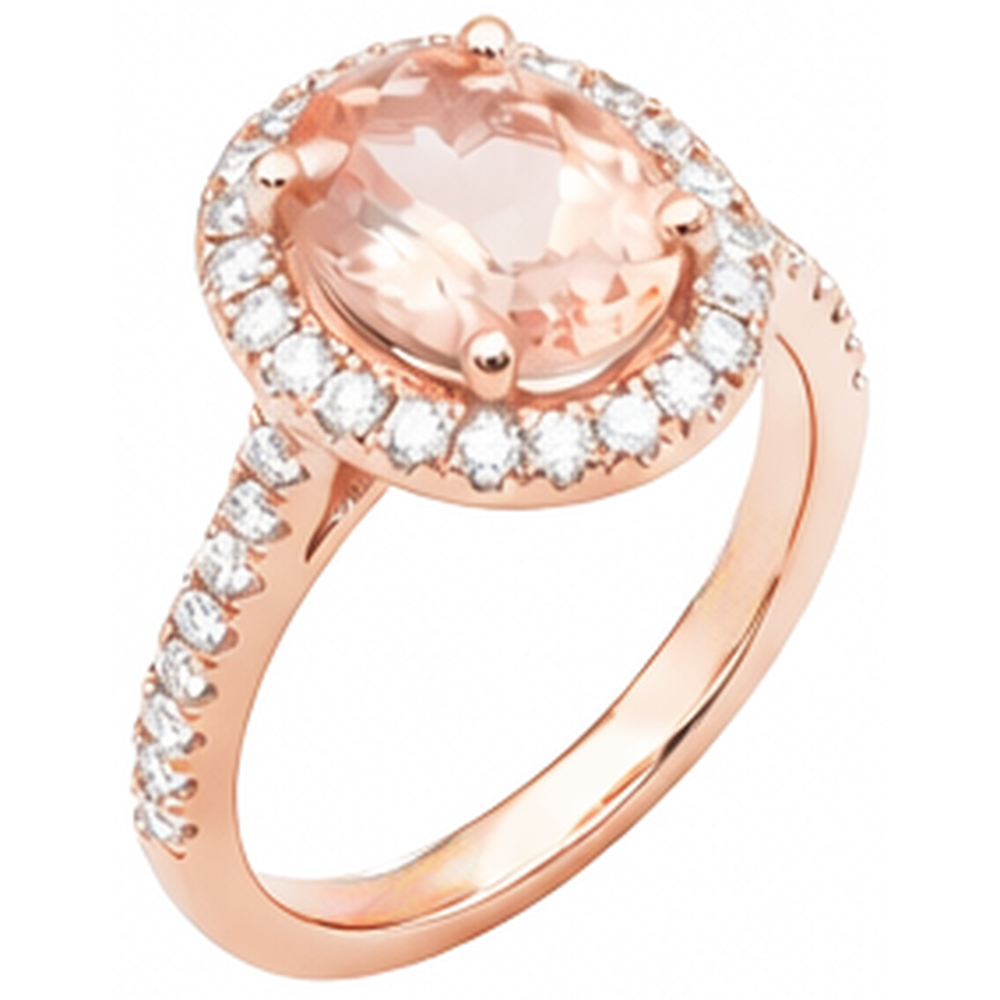 27.50 Ct Solitaire With Accent Morganite With Natural Earth Mined Diamonds Ring Gold 14K