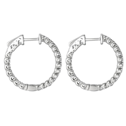 2.75 Carat Round Brilliant Natural Earth Mined Diamond Hoop Pair Earring White Gold 14K