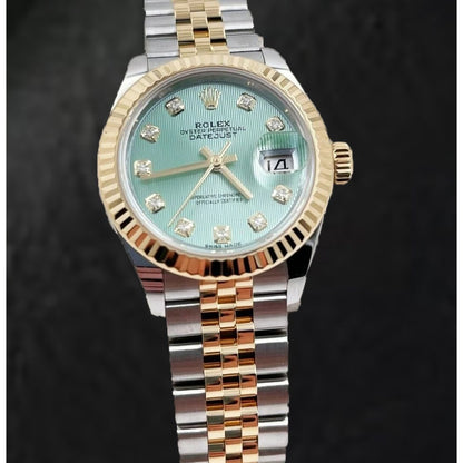 natural round diamond watch front view