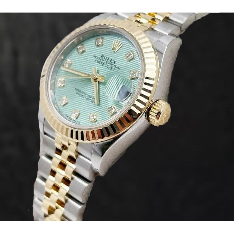 natural round diamond watch side angle