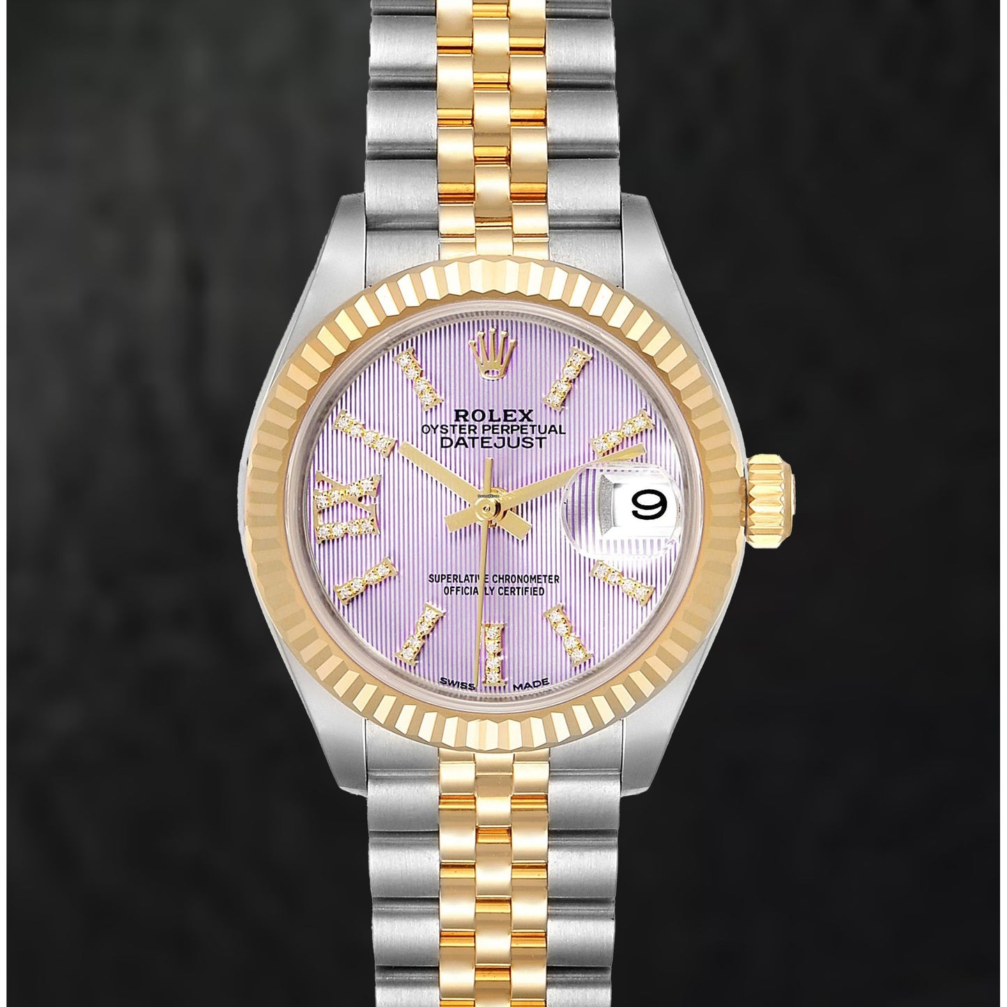 natural diamond watch front view