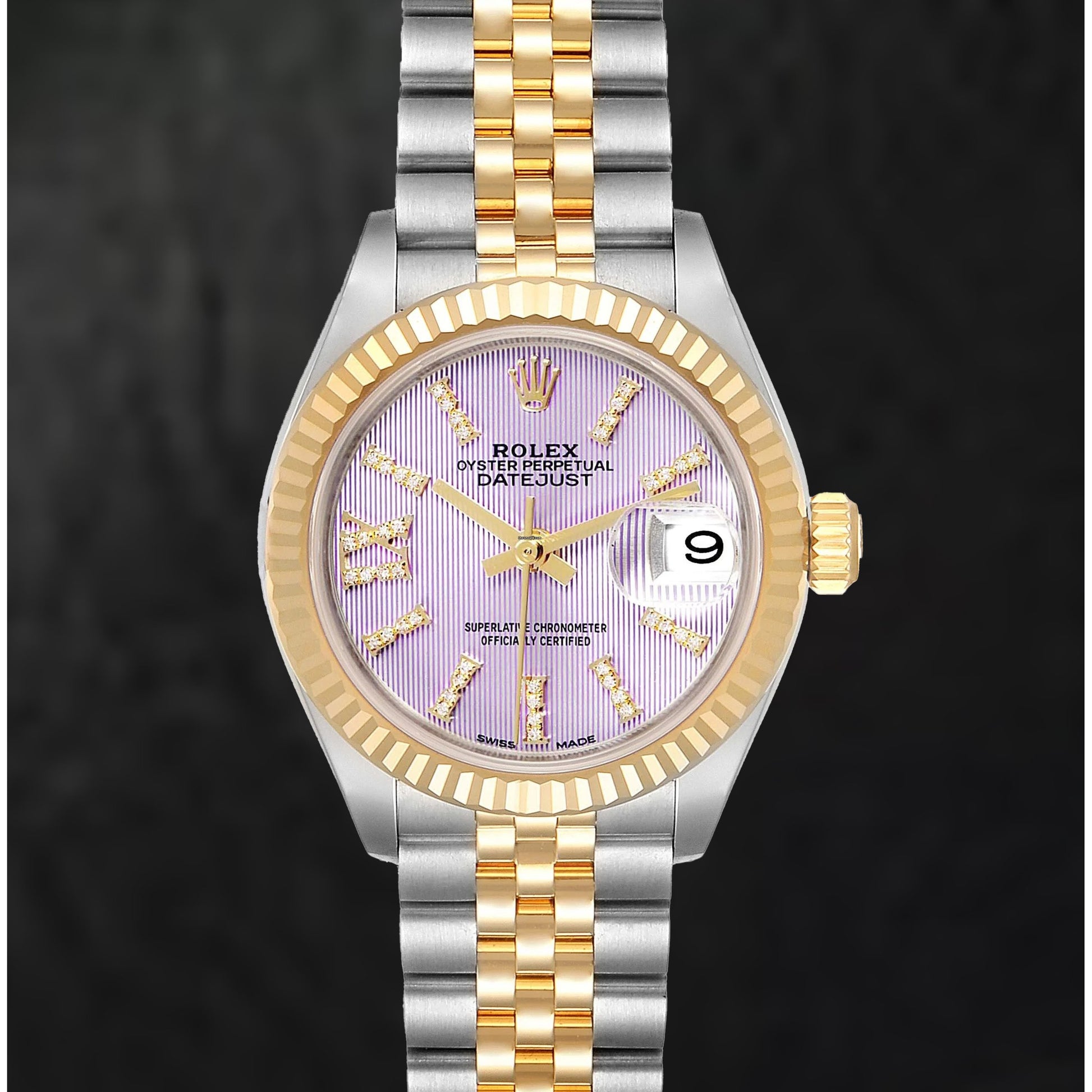 natural diamond watch front view