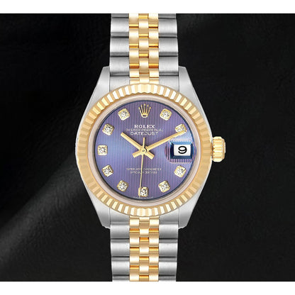 natural round diamond watch front view