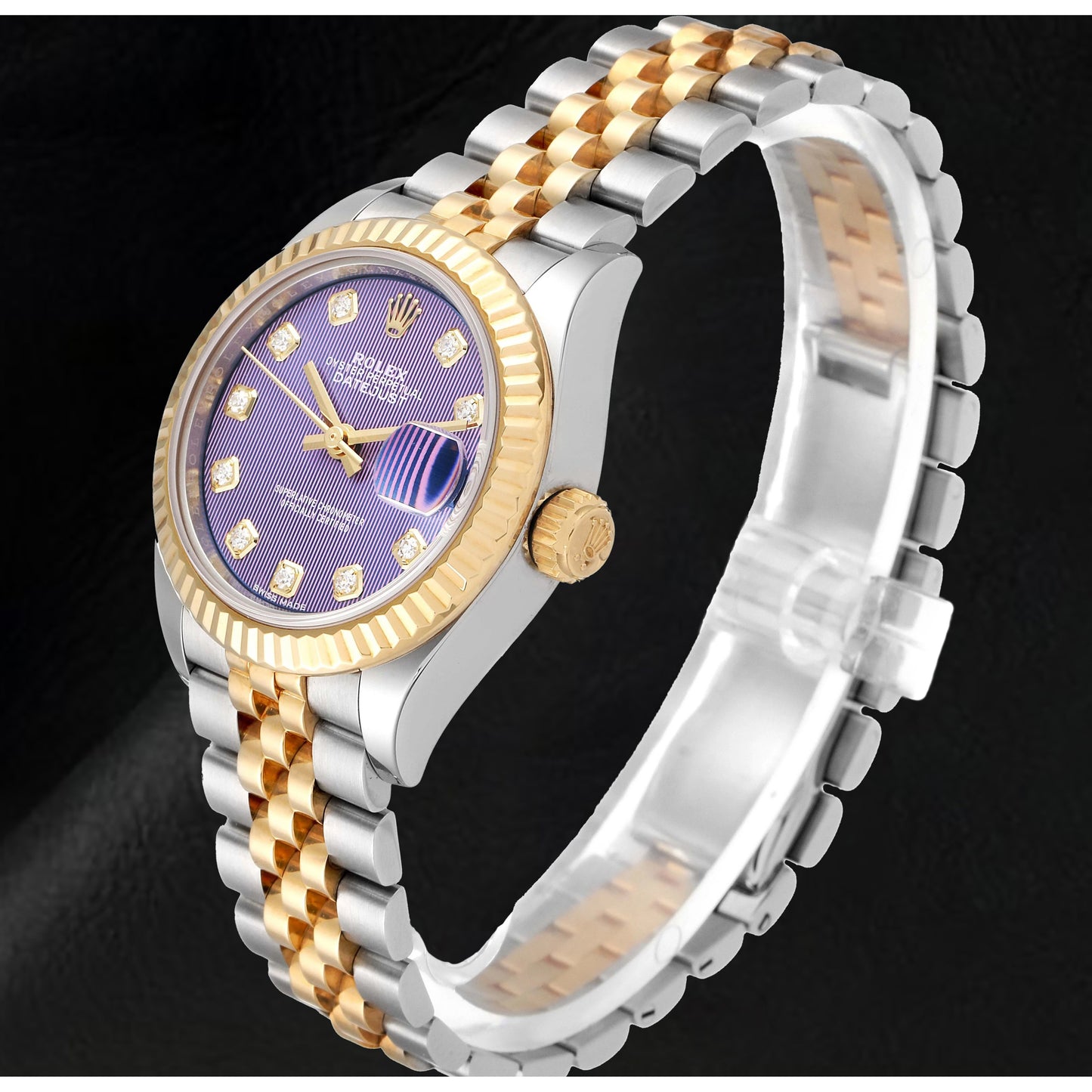 natural round diamond watch side angle