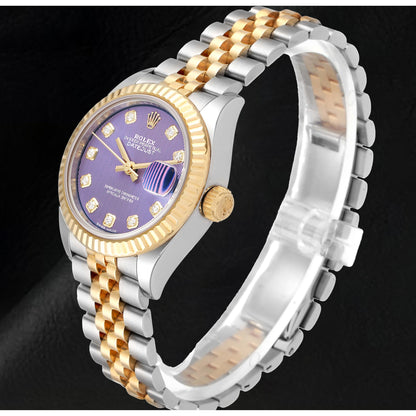 natural round diamond watch side angle