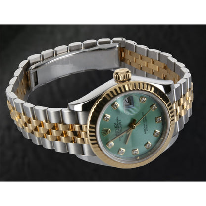 279173 Rolex Ladies New Watch Datejust 28mm Two Tone Green Dial