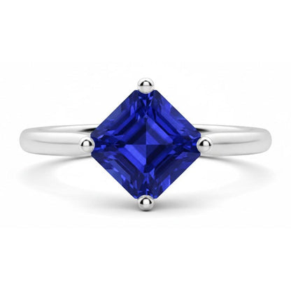 2 Carat Asscher Cut Sapphire Engagement Ring
