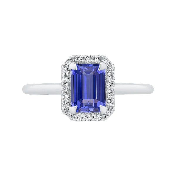 2 Carat Emerald Cut Sapphire Halo Ring