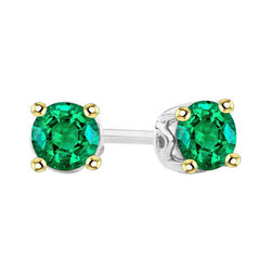 2 Carat Gemstone Earrings Green Emerald Studs