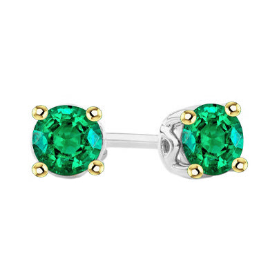 2 Carat Gemstone Earrings Green Emerald Studs