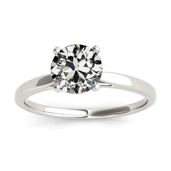 2 Carat Round Cut Old Miner Diamond Ring