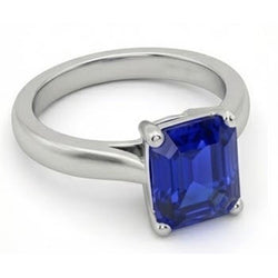 2 Carats Emerald Solitaire Gemstone Ring Ceylon Sapphire White Gold