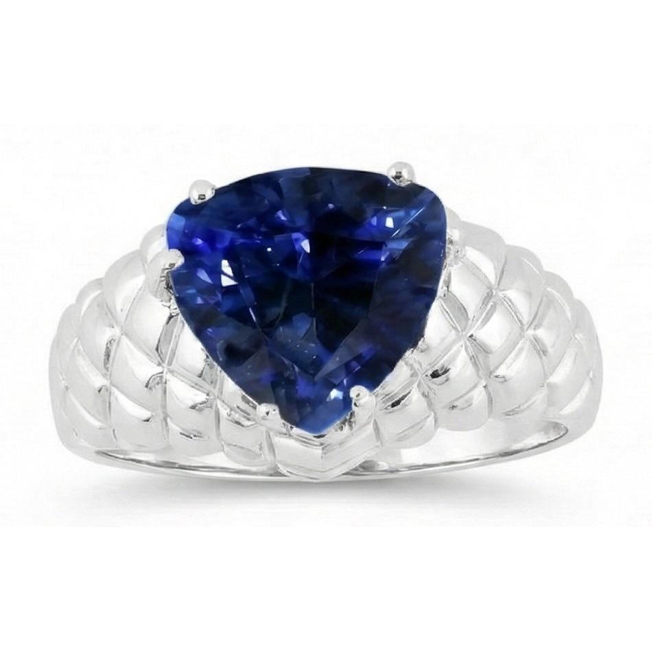 2 Carats Gemstone Jewelry Trillion Sapphire Ring Antique Style