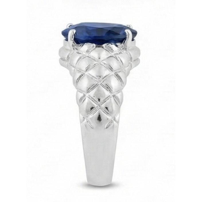 2 Carats Gemstone Jewelry Trillion Sapphire Ring Antique Style