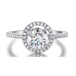 2 Carats Sparkling Diamonds Engagement Ring Halo 14K White Gold