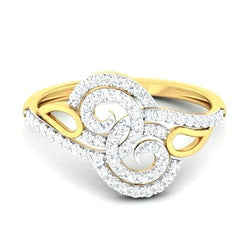 2 Ct Diamond Wedding Swirl Style Ring Yellow Gold