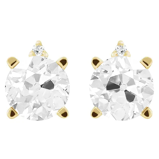 natural round diamond 9ct earring side angle