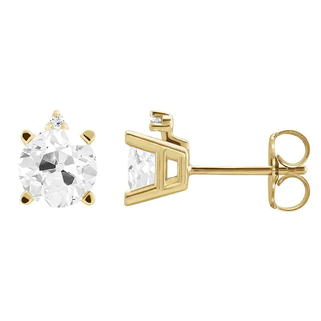 natural round diamond 9ct earring front view