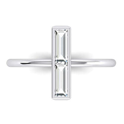 2 Stone Ring 2 carats Natural Diamonds Baguettes