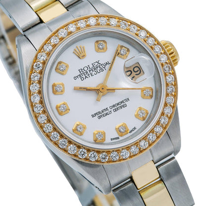 Datejust Rolex Ladies Watch Two Tone Oyster Bracelet Diamond Dial