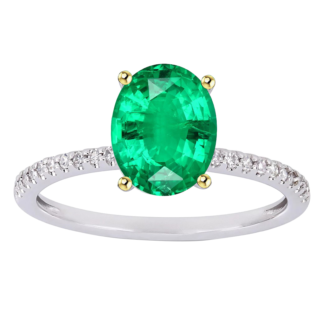 2 Carat Green Emerald Wedding Ring