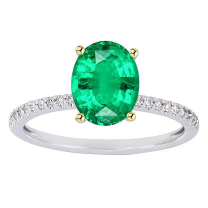 2 Carat Green Emerald Wedding Ring