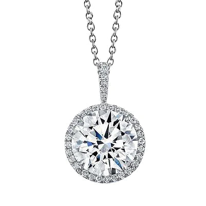 2 Carat Halo Natural Earth Mined Diamond Gold Pendant