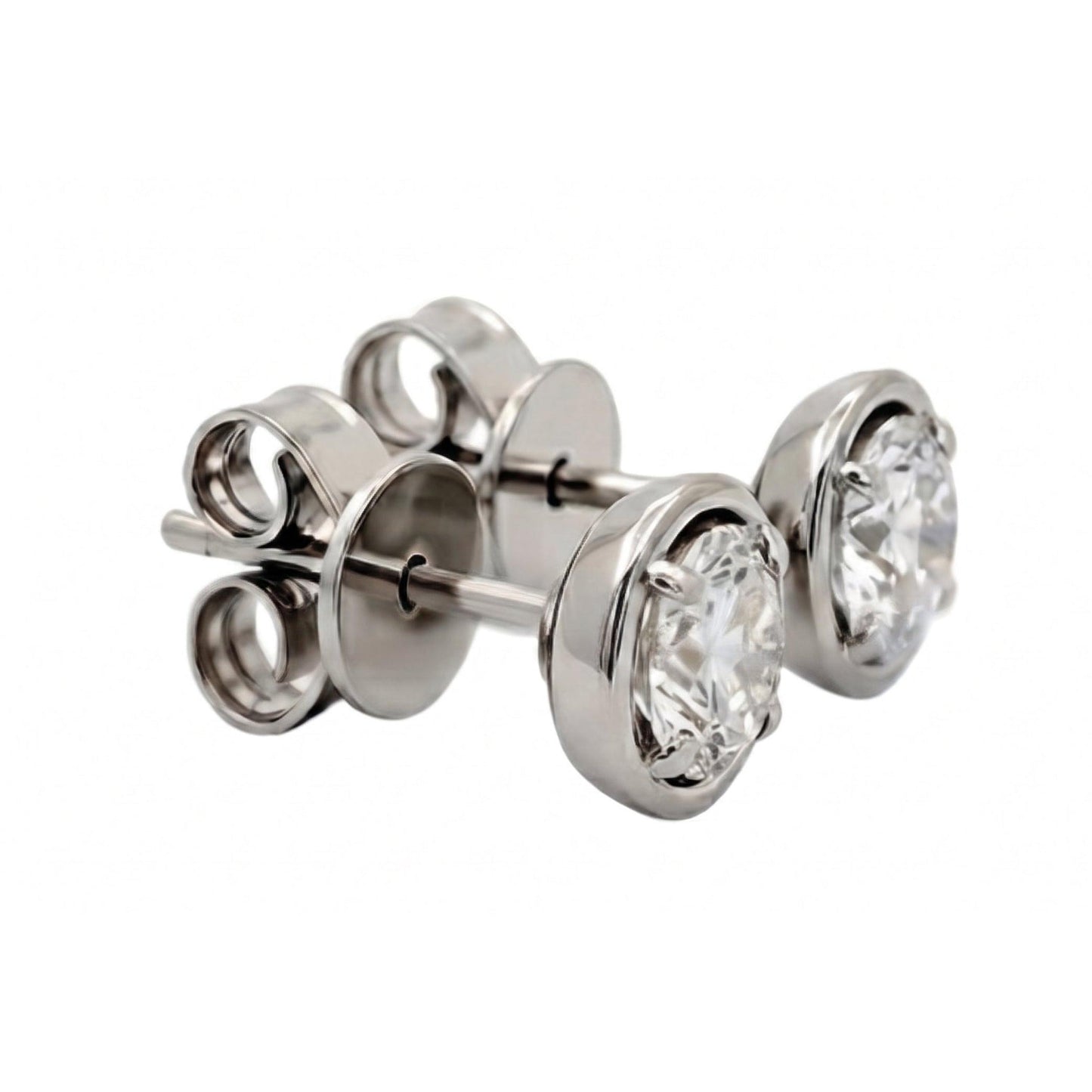 2 Carat Lab Grown Diamonds Stud Earring Round Cut 14K White Gold