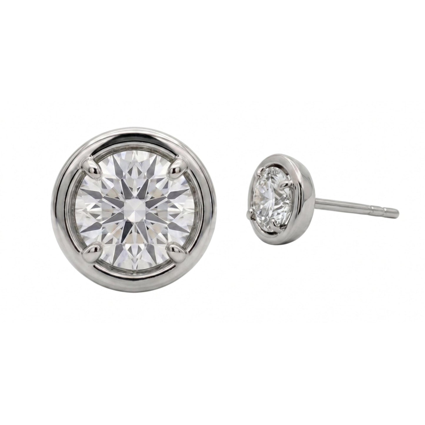 2 Carat Lab Grown Diamonds Stud Earring Round Cut 14K White Gold