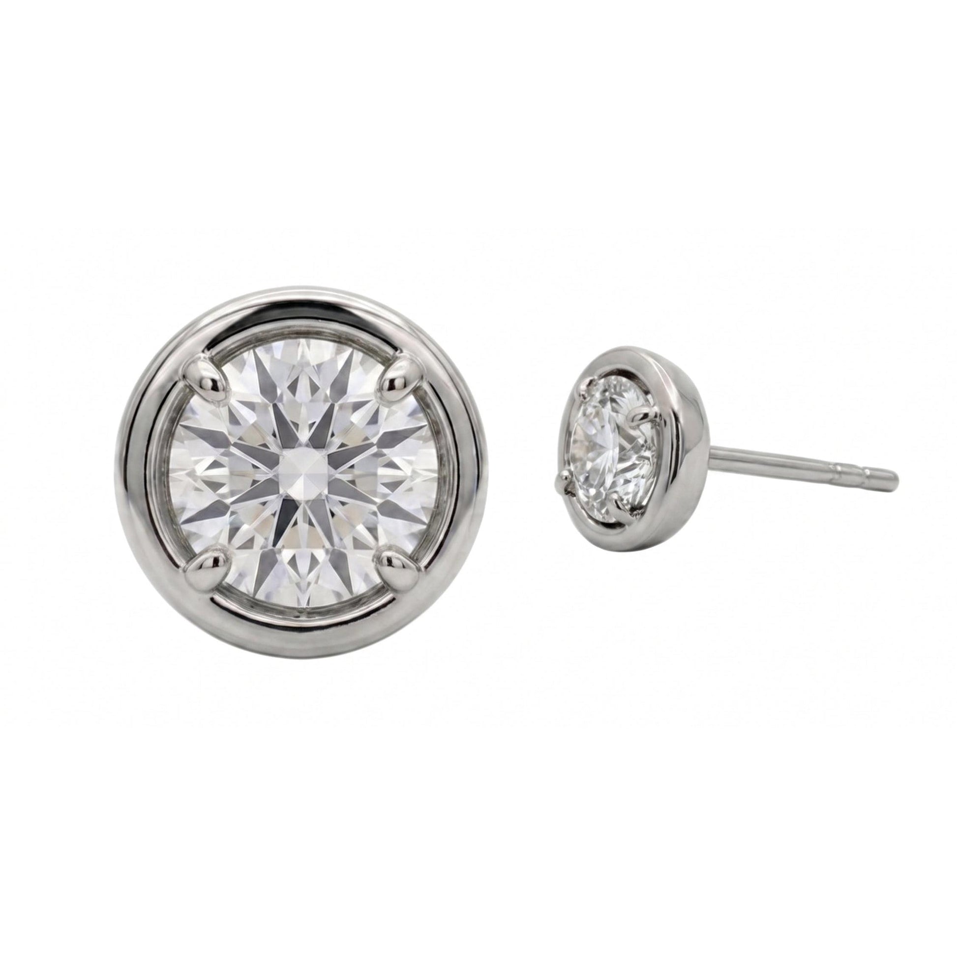 2 Carat Lab Grown Diamonds Stud Earring Round Cut 14K White Gold
